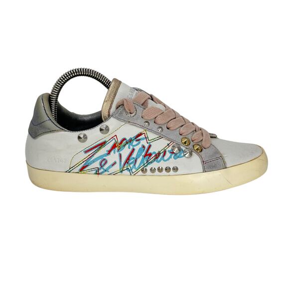Zadig & Voltaire Tag Studded Sneakers Women's EU 37 US 6 Leather Hidden Platform - Picture 1 of 14
